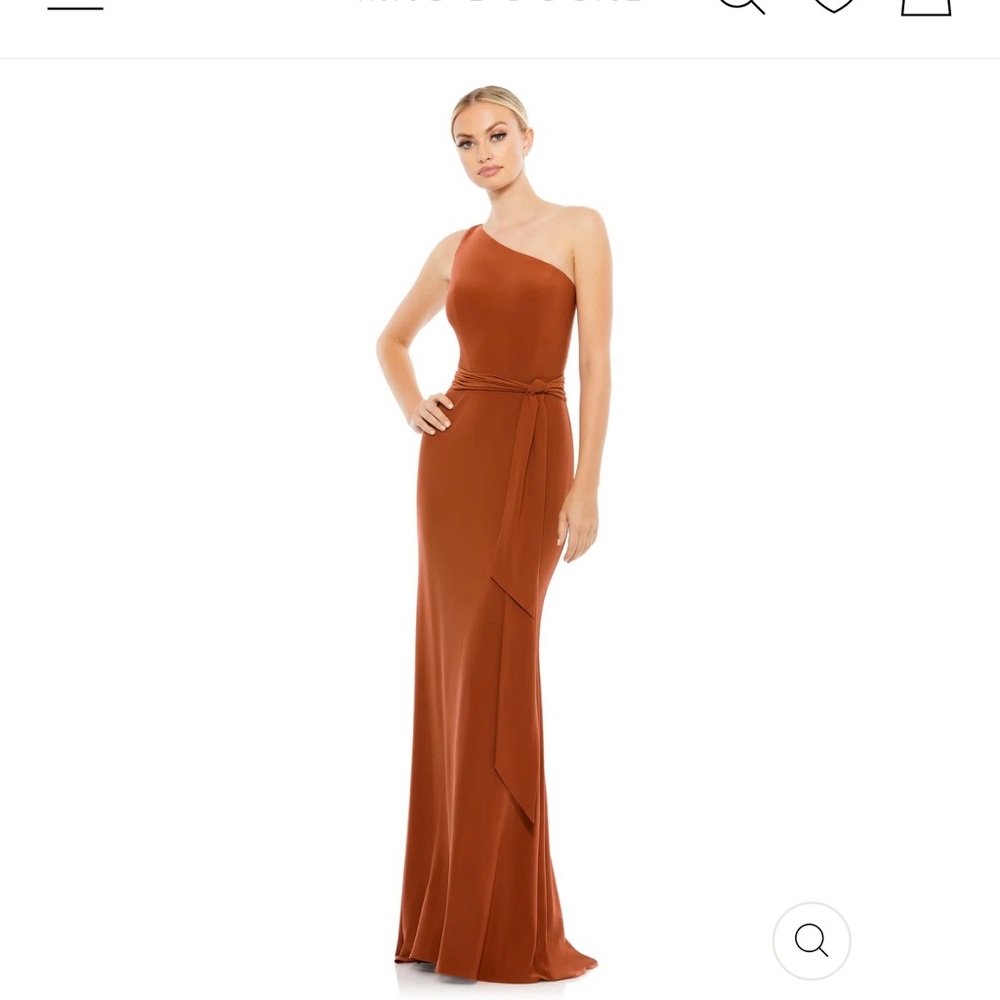 Mac Duggal floor length bridesmaid dress. Comfortable/breathable material.